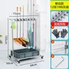 Suporte para Mop de Aço Inoxidável Suporte para Vassoura Rack de Armazenamento Móvel Suspenso Gancho Sem Furo Ferramentas de Organização para Banheiro com Drenagem