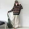 Suéter de punto a rayas para niña, de manga larga, cuello redondo, nuevo estilo 2026, suéter holgado para niñas de secundaria, top moderno y casual