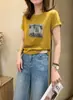 Camiseta de Algodão Canelado Guangzhou Treze Fábricas 220g para Mulheres, Direto da Fábrica, Top de Manga Curta Slim Fit, Exclusivo de Verão Atacado