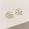 Pendientes de camelia pastorales, elegantes, combinables, elegantes, elegantes, elegantes, con diseño de flores de sentido avanzado, joyería para los oídos.