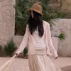 Cárdigan Dai Jia Wen Primavera/Verano de Modal para Mujer, Tejido de Lana y Seda Estilo Coreano Agradable al Tacto, Top Ligero con Botones