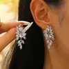 Pendientes Europeos y Americanos de Lujo Accesible con Gran Circonita en Forma de Gota Super Brillantes Exquisitos de Gama Alta Completamente Diamantados Pendientes Elegantes para Cena para Mujeres