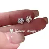 Pendientes Frescos y Sencillos Estilo Japonés y Coreano Plata de Ley S925 Mini Pendientes de Botón de Flor Lindos Diseño de Nicho Estilo Ins