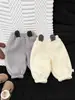 Pantalones de Polar para Bebé Lindos Otoño e Invierno Súper Lindos Dibujos Animados Engrosados Casuales Pantalones de Chándal Cálidos Joggers para Niños y Niñas