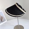 Sombrero de Paja con Escamas de Pescado Hountop para Mujer Sombrero de Sol de Verano Sombrero de Sol con Raya de Contraste Transpirable Sombrero con Banda para el Cabello