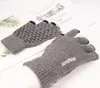 Guantes de lana de punto para pantalla táctil al por mayor de fábrica, cálidos de invierno, forrados para el frío, color sólido, guantes mágicos, en stock