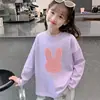 Camiseta Rosa de Algodão Puro para Meninas, Roupas Infantis, Roupas de Primavera e Outono, Camiseta Básica para Meninas, Roupa de Baixo e Roupa Externa, Tops Infantis