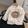 Top Infantil para Niña de Primavera y Otoño Estilo Chino Antiguo Retro Étnico Occidental Cuello Cuello de Tela Figura de Dragón Cárdigan