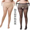Medias de Rejilla con Abertura para Mujer Talla Grande, Talla 75 kg
