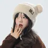 Gorro de Tricô para Mulheres, Novo Estilo Outono e Inverno, Forrado com Lã e Espessado, Gorro de Lã Versátil, Para Cabeça Grande, Gorro de Puxar, Proteção Quente para Ouvidos, Gorro para Clima Frio