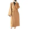Abrigo de lana doble cara color camel estilo Hepburn para mujer, abrigo de lana oversized nuevo para otoño e invierno, versión coreana
