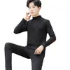 Ropa Cálida de Invierno para Hombre Ajustada a la Medida a Prueba de Frío Conjunto Cálido Engrosado con Forro Polar Ropa Interior de Terciopelo Dorado Conjunto de Ropa para Hombre