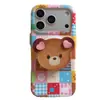 Funda con Soporte Magnético de Oso Patchwork a Cuadros de Colores para Apple 17 Pro Max, Compatible con 16 Pro Magnético y 15 Pro