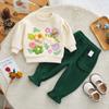 Ropa para niños Traje de primavera para niñas Ropa tridimensional de flores pequeñas para niños Ropa de primavera y otoño para niñas bebés Ropa de dos piezas estilo coreano para niños