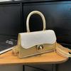 Nuevo Bolso Tejido Transfronterizo 2025 Bolso de Hombro de Moda para Viajeros Bolso Cruzado para Mujer Combinable Bolso Cuadrado Pequeño Portátil de Color en Contraste