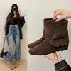 Punta Cuadrada Estilo Nuevo Pantalón Pierna Hebilla Retro Botas Moda Otoño Invierno Nicho Botines Botines Estilo Coreano Botas de Montar 2026