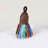 Pingente de Borla Pequena de Fio de Algodão Enrolado à Mão Estilo Xizang, Material para Pulseira DIY Feito à Mão, Ornamento de Borla Curta com Tampa Rosqueada