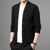 Nuevo cárdigan de punto para hombre Otoño e Invierno 2025, Sencillo y Versátil, Color Sólido, Casual de Negocios, Suéter de Manga Larga para Abrigo