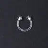 Aretes para Perforación de Oreja de Resina Tipo C con Aguja Invisible Anti-Bloqueo Pendientes de Hueso de Oreja Femeninos Pendientes de Palo Transparente para Oreja Estudiantes No Necesitan Quitarse