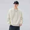Sudadera de color liso para hombre, nueva colección otoño 2026, corte holgado, cuello redondo, manga larga, adecuada para usar en capas en primavera y otoño