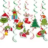 Conjunto de Decoração de Festa de Natal de Novo Produto Transfronteiriço: Bandeiras Decorativas do Grinch, Enfeites Espirais Pendentes, Decorações de Favo de Mel