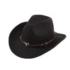 Sombrero fedora de lana, sombrero de vaquero, estilo étnico para hombres y mujeres, sombrero de sol de estilo europeo y americano para parejas para primavera y verano, sombrero de jazz