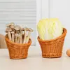 Cesta de Verduras para Olla Caliente de Mimbre Sintético Plato de Verduras Cubo de Lechuga Plato de Guarnición Cesta Creativa de Ingredientes Cesta Inclinada de Frutas