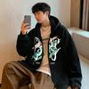 Cardigan com capuz suéter masculino outono e inverno novo solto marca de moda masculina oversize estilo Hong Kong jaqueta casual top