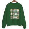 Suéter de gola redonda vintage com picles em conserva Hoodie solto masculino Blusa de moletom
