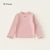 Nueva Camiseta de Primavera y Otoño Bangxuan para Niñas con Bordes Fruncidos, Camiseta Interior Simple de Manga Larga para Bebé, Camiseta Base para Niños Pequeños para Ropa Exterior, Ropa Infantil