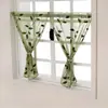 Cortinas pequeñas bordadas transfronterizas con motivos de plantas y hojas, cortinas para puerta de dormitorio, cortinas de visillo, cortinas cortas con ojal para barra, protectores de ventana decorativos transpirables