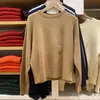 Suéter de punto liso de algodón con cuello redondo para mujer/hombre, jersey de manga larga, top nuevo modelo 25 Otoño/Invierno E481673