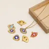 Acero Inoxidable Oro 18K Corazón con Goteo de Aceite Ojo de Piedra de Strass Colgante DIY Moda Collar Pulsera Accesorios para Ropa Venta al por Mayor