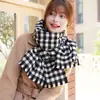 Bufanda a Cuadros para Mujer Ins Tendencia Invierno Versátil Estilo Coreano Chal de Doble Uso Chica Linda Estudiante Cuello Caliente