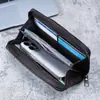 Nueva cartera larga con cremallera para hombre, cartera de lona de gran capacidad para negocios con múltiples tarjetas
