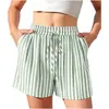 Ropa de mujer europea y americana transfronteriza, shorts casuales holgados de cintura alta a rayas de verano para comercio exterior