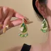 Vibras de Primavera_2026 Nuevos Pendientes Verdes de Primavera/Verano para Mujer, Pendientes Retro de Alta Gama con un Diseño Único