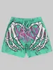 Pantalones cortos de playa para hombre, amigables con la piel, nuevo estampado 3D de graffiti de ángel, malla, holgados, cómodos, shorts casuales, seda de hielo, secado rápido