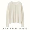 Cardigã de Cashmere Feminino Tricô Gola Redonda Suéter Cor Sólida Mais Fácil de Combinar Manga Longa Outono e Inverno Clássico Slim Top com Botões