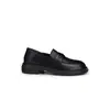 Versão em Couro~Estilo Ma de Uva Sapatos de Couro com Solado Grosso para Mulheres, Mocassins de Salto Bloco Estilo Britânico, Sapatos de Calçar