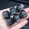 Accesorios para danza del león con obsidiana dorada natural, obsidiana plateada con agujero pasante vertical, colgante DIY, pulsera de mano y otros modelos unisex