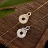 Pulsera de Plata Esterlina S925 Palacio Maestro Hebilla Ping An para Mujer Lujo Ligero Ágata Blanca Calcedonia Calabaza Pulsera Moda Regalo para Novia