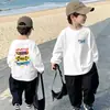 Camiseta de Manga Longa Infantil 2026 Novo Estilo Bebê Primavera Algodão Puro Camada Base Roupa Externa Desenho Animado Esportes para Meninos T
