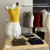 Camiseta sin mangas acanalada de cachemira con forma de I para mujer 3272 Ropa interior para mujer Capa exterior Delgado Capa base para adelgazar Top para mujer