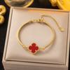 Pulseira europeia e americana de aço titânio novo trevo de quatro folhas meninas não desbotam temperamento Coringa personalidade celebridade da internet joias de luxo leve atacado