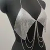Skl000160 Chaleco Metálico Sexy de Cadena para Cuerpo con Espalda Descubierta y Ombligo al Aire Estilo Callejero Europeo y Americano
