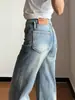 Streetwear Americano Menina Apimentada Jeans Azul Claro Feminino Temperamento Versátil Retrô Não Apertado nas Pernas Emagrecedor Valoriza Micro Flare Calças