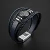 Suprimento Transfronteiriço Europeu e Americano Moda Punk Couro Masculino Pulseira Bússola Joias Atacado Pulseira Magnética Tendência