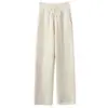 Pantalones de Punto de Cachemira Casual con Caída Pierna Recta Pierna Ancha para Mujer Nuevo Otoño Sueltos Cintura Elástica Pierna Estrecha Pantalones Rectos