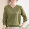 Cárdigan de Punto Estilo Pequeño Fragante para Madre de Primavera y Otoño Camiseta Suelta Elegante Prenda Exterior Capa Base para Mujeres de Mediana Edad y Mayores